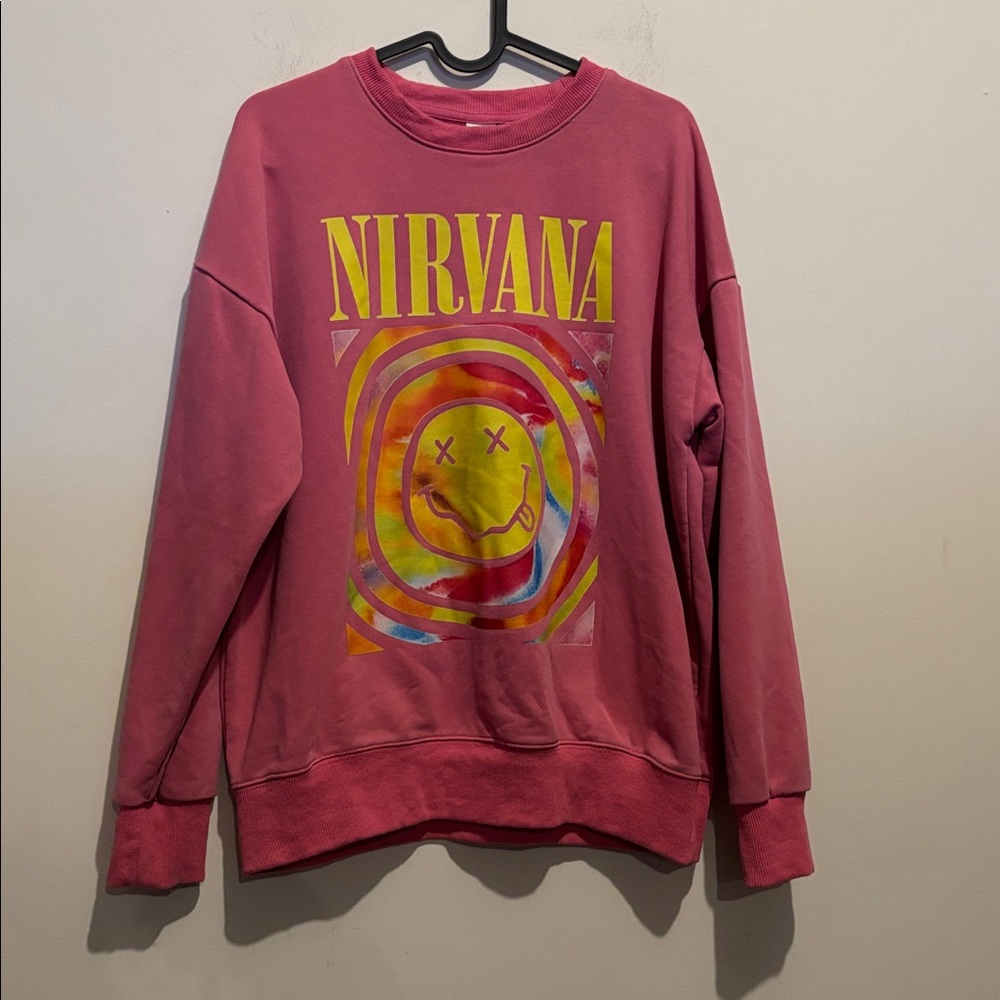 NIRVANA Pink Graphic Women's Crew Neck Sweater size small